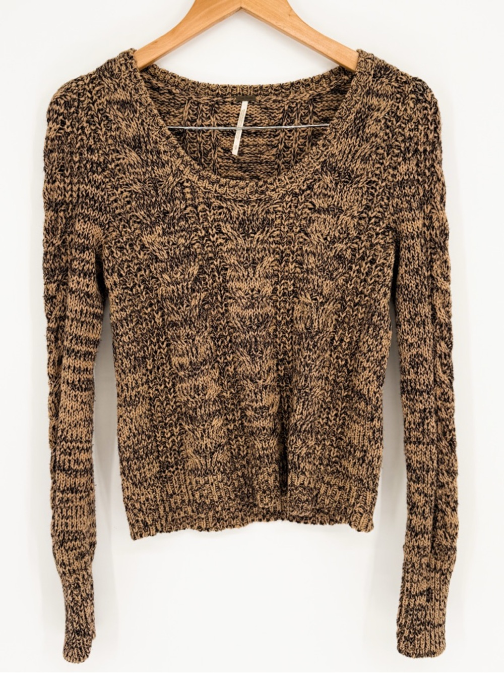Free People Cable Knit Sweater Size S Brown